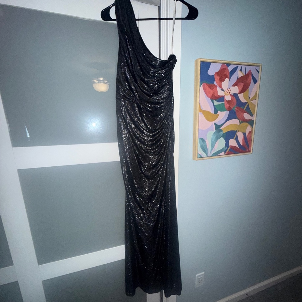 Galina Couture one shoulder blue dress size 12